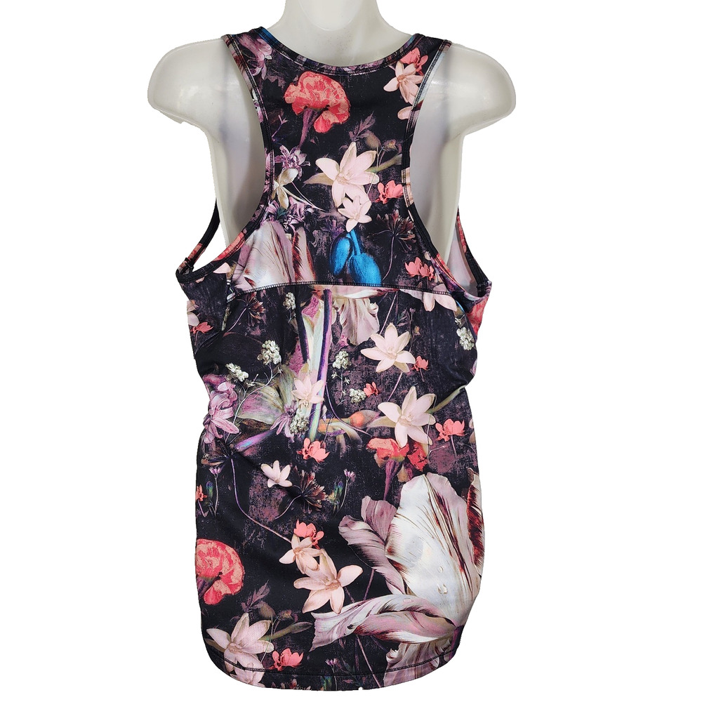 Calia by Carrie Underwood Tank Top Large Floral Print Racerback Ruching Sports - Picture 2 of 11
